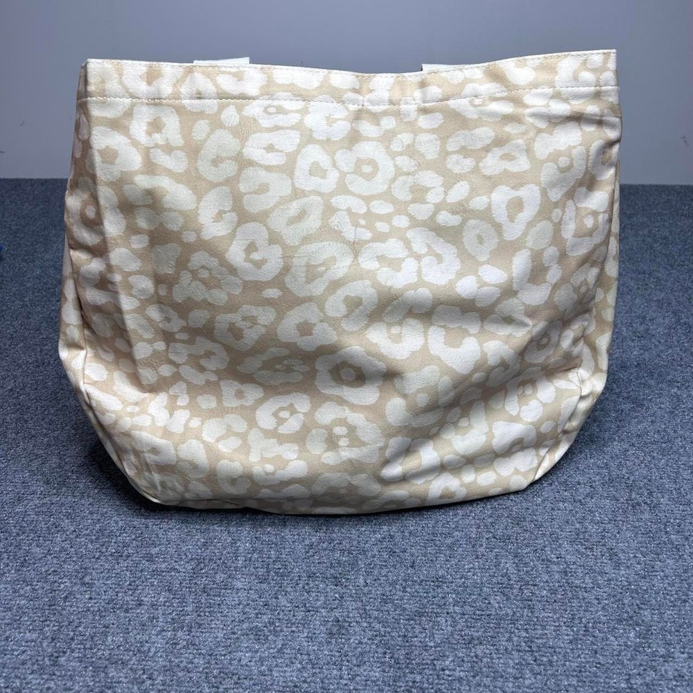 Cream leopard print soft tote bag
